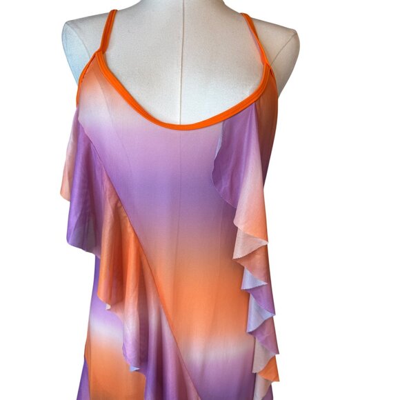 2/$30 NWT PrettyLittleThing 8 Gradient Ruffle Maxi Dress Adjustable Straps - Picture 8 of 16